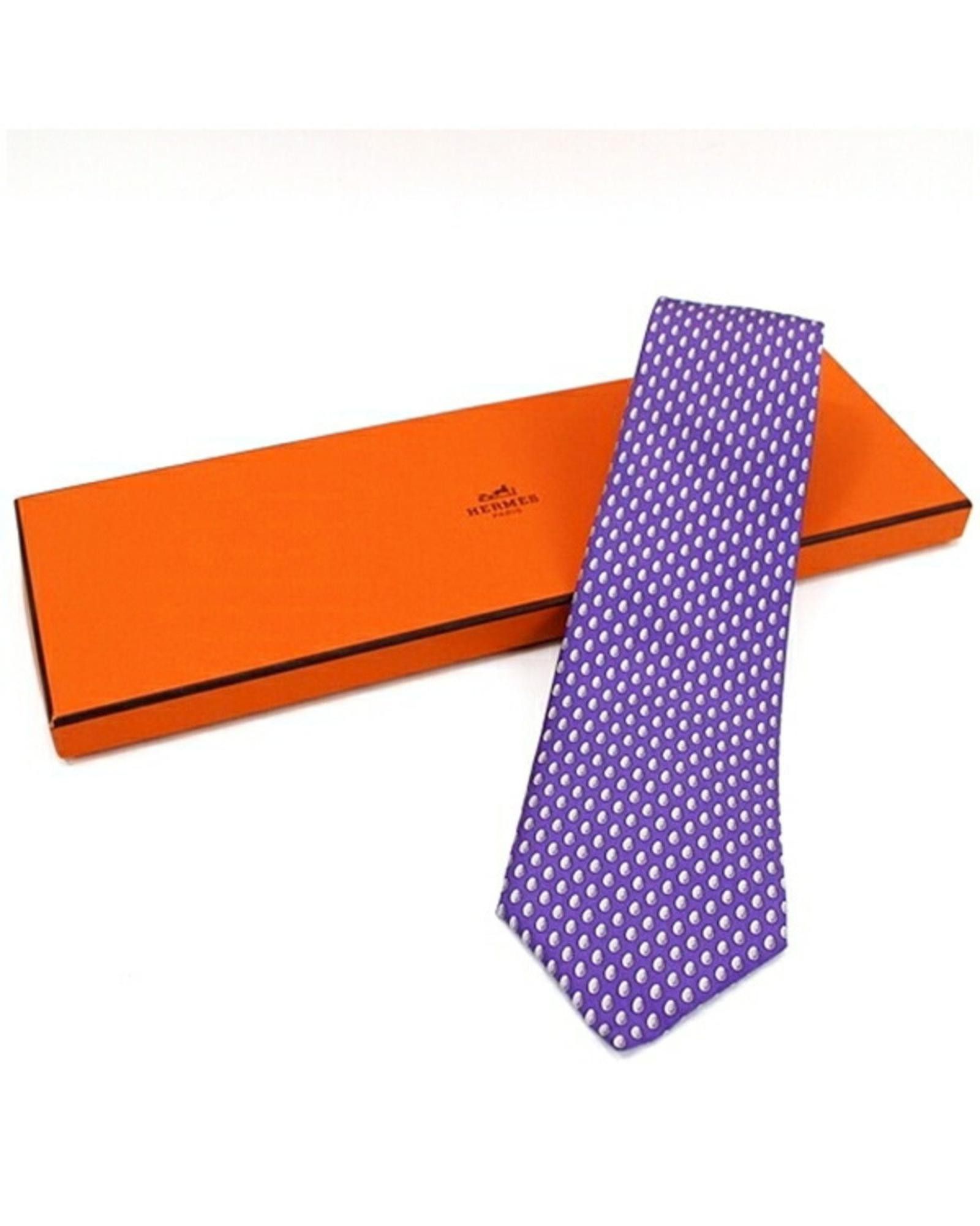 image of Sophisticated Purple Silk Crevat For Men By Hermes