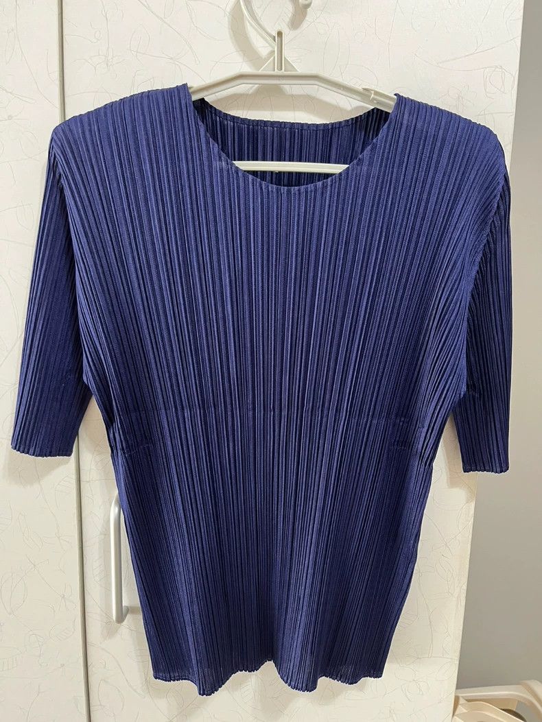 Issey Miyake issey miyake size:3 Navy blue short-sleeved top Size XXS / US 00 / IT 34 - 2 Thumbnail