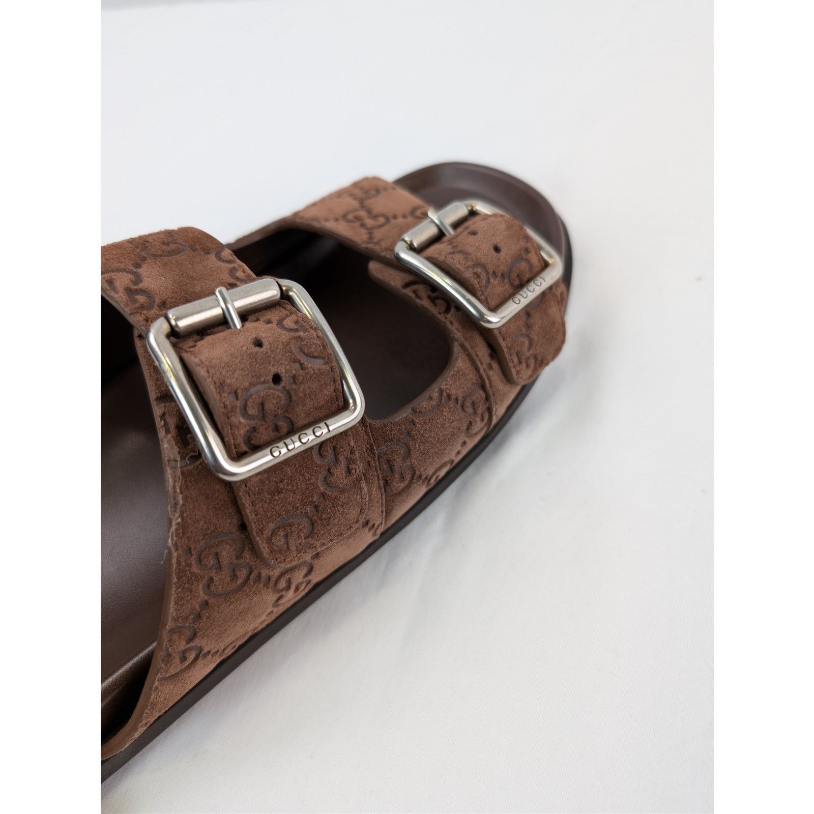 Gucci o1rshd1 Leather Slide Sandals in Brown Size US 11.5 / EU 44-45 - 15 Thumbnail