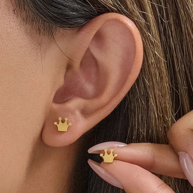 Jewelry Mini Crown Earrings Charm Earring Gift Size ONE SIZE - 2 Thumbnail