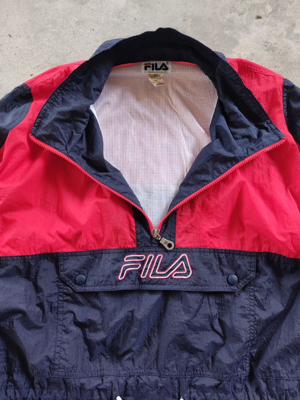 Fila × Vintage Vintage 90s Fila Center Spellout Half Zipper Light Jacket Size US XL / EU 56 / 4 - 3 Thumbnail