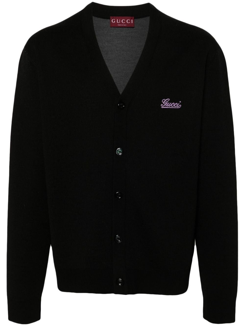 Gucci o1s1wg110925 Double Wool Cardigan With Embroidery in Black Size US XXL / EU 58 / 5 - 1 Thumbnail