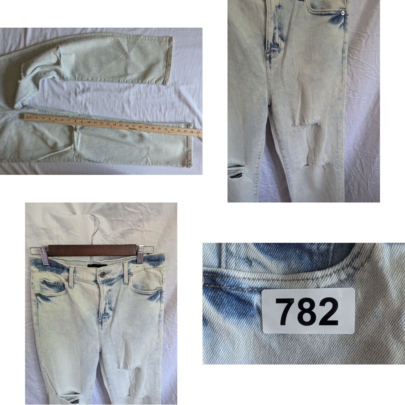 Vintage KENDALL + KYLIE The Icon High Rise Straight Jeans Light Wash Distressed 9/29 Womens Jeans Size 30" / US 8 / IT 44 - 8 Thumbnail