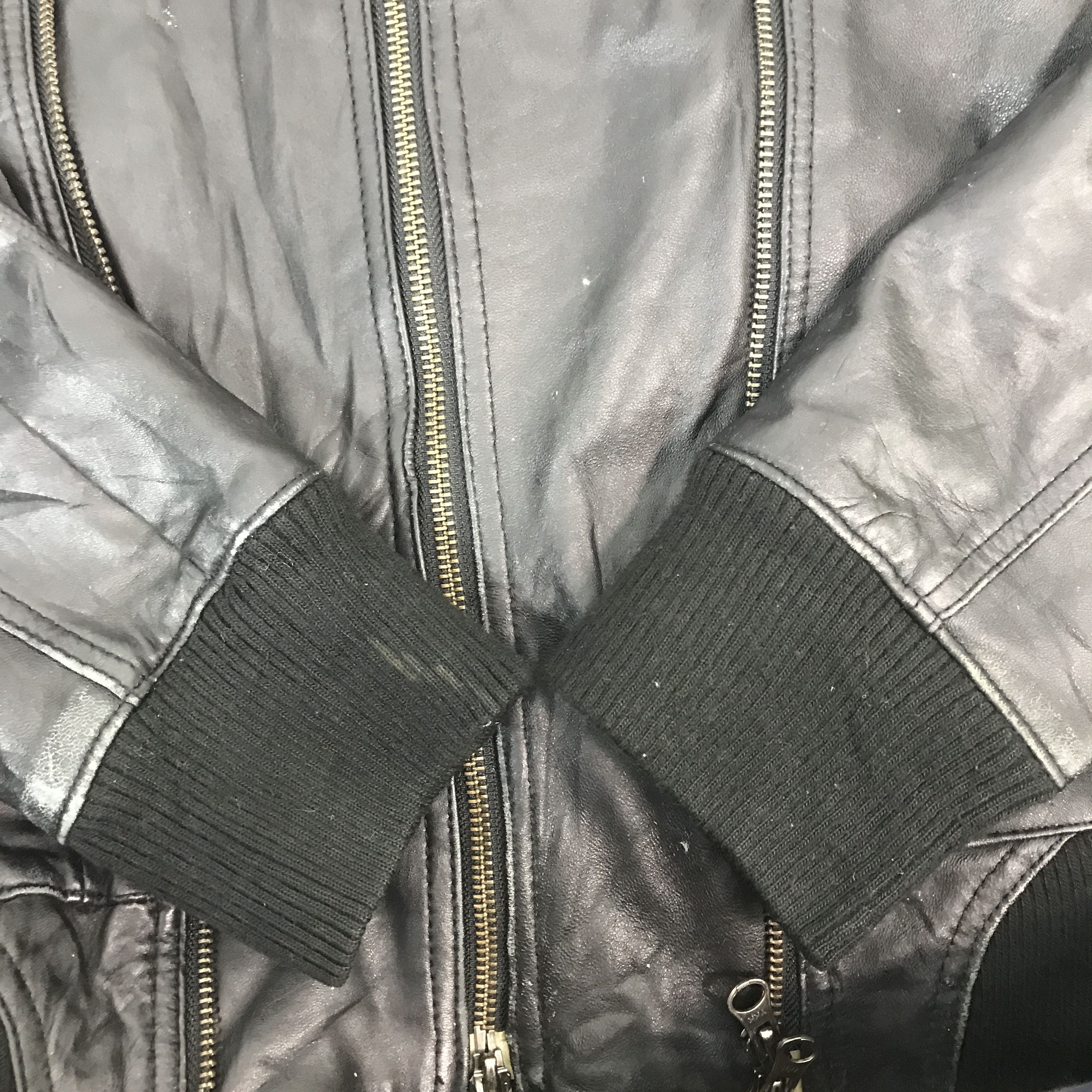 Japanese Brand × Leather × Vintage Sensual FMH Double zipper Leather Jacket hoodie design Size US M / EU 48-50 / 2 - 8 Thumbnail