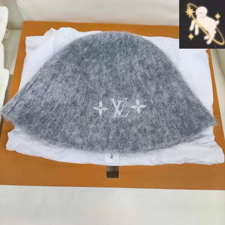 Louis Vuitton Louis Vuitton 25 SS grey embroidered woolen beret fisherma Size ONE SIZE - 1 Thumbnail
