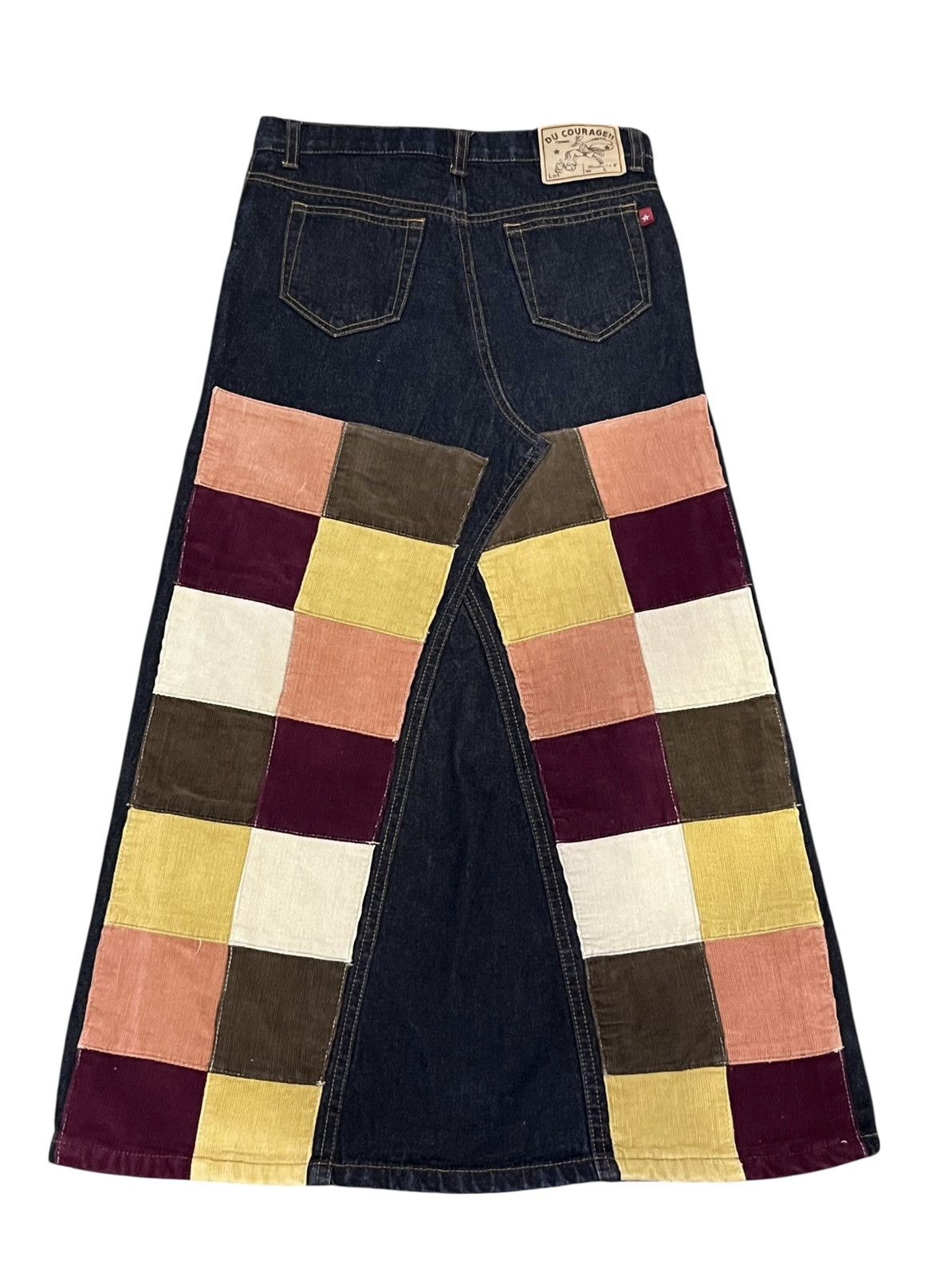 Designer Avant Garde Multicolour Patchwork Double Knee Midi Skirt Size 26" / US 2 / IT 38 - 6 Thumbnail