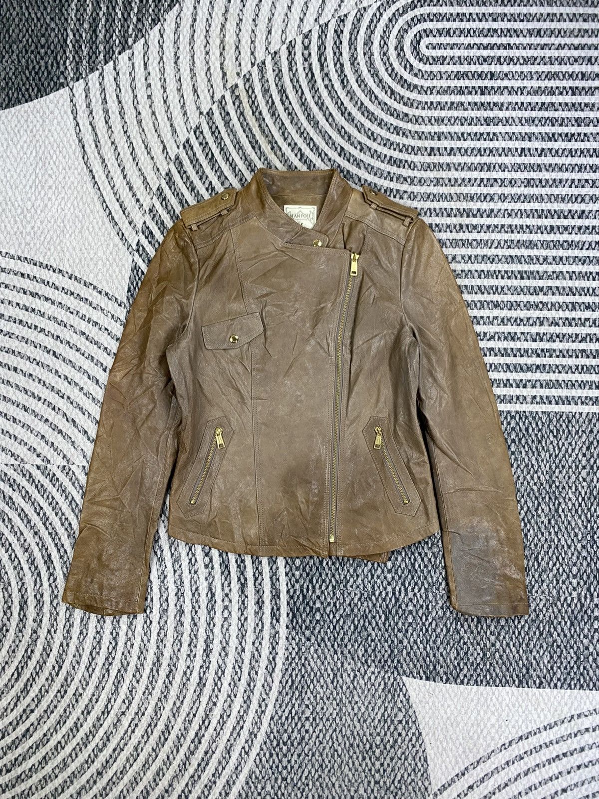 BEANPOLE Vintage BEANPOLE Ladies Brown Leather Bikers Jacket Size S / US 4 / IT 40 - 1 Thumbnail