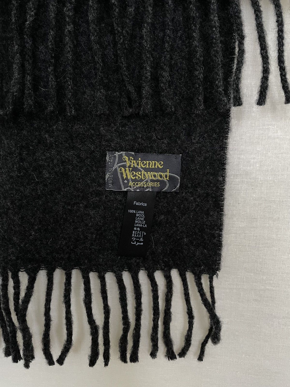 Vivienne Westwood Vivienne Westwood Wool Scarf Charcoal Gray Italy Size ONE SIZE - 3 Thumbnail