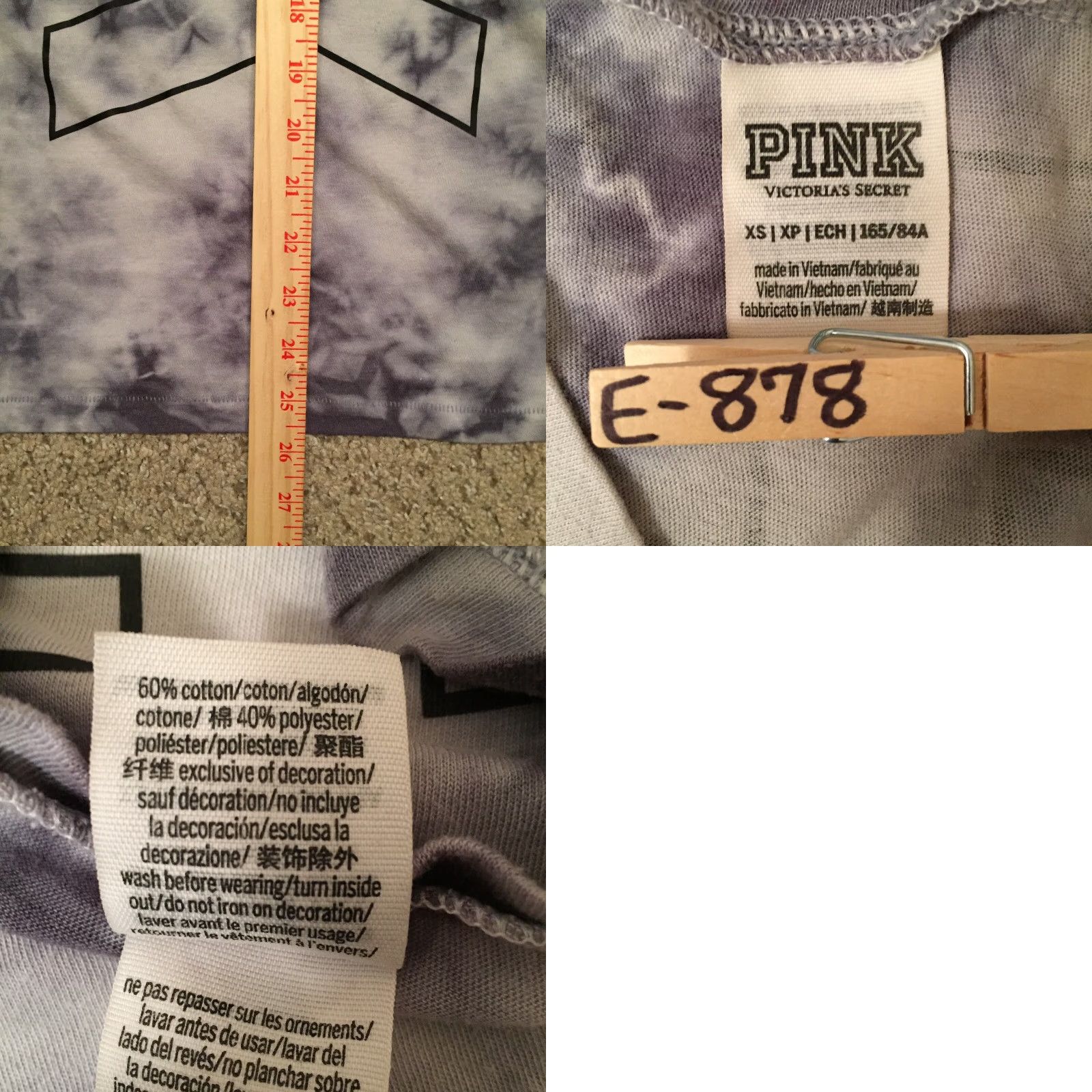 Victoria's Secret Victoria's Secret Shirt XS Purple Tie-Dye Short Sleeve Ladies VS PINK T-Shirt Multicolor V-Neck Casual Females Size XS / US 0-2 / IT 36-38 - 8 Thumbnail