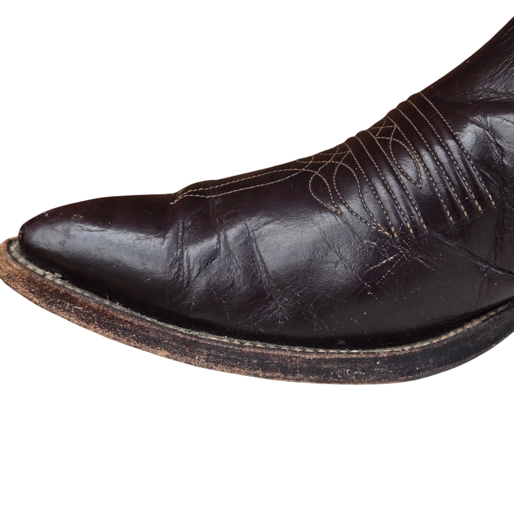 Nocona Vintage Nocona Cowboy Boots Two Tone Brown Leather Mens 11.5 Size US 11.5 / EU 44-45 - 11 Thumbnail