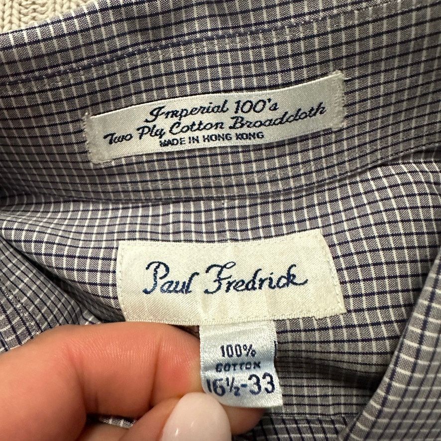 Paul Fredrick Paul Fredrick blue gray plaid button down size 16.5 Size US L / EU 52-54 / 3 - 5 Thumbnail