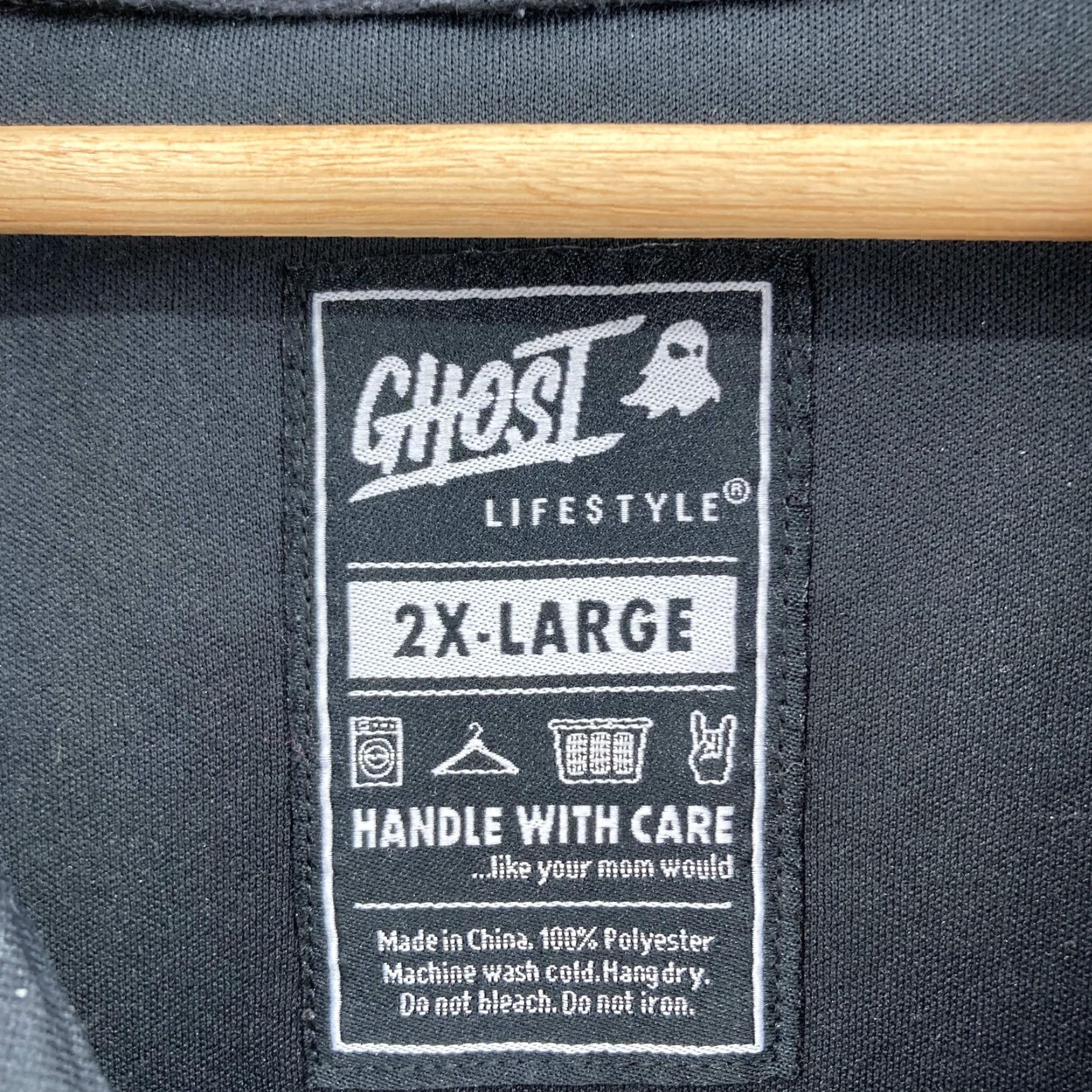 Vintage Ghost Lifestyle Hoodie Mens 2XL Black Sherpa Fleece Pullover Kangaroo Pocket Size US XXL / EU 58 / 5 - 4 Thumbnail