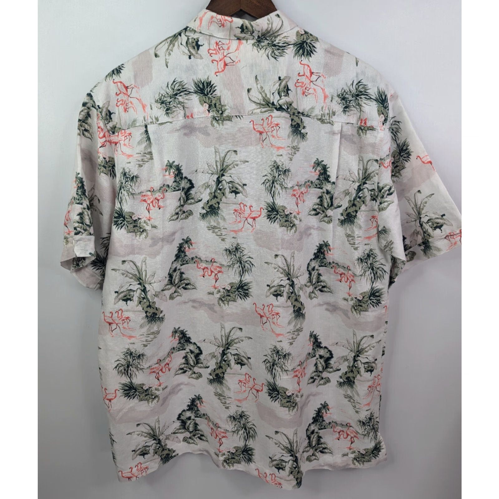 Vintage VINTAGE Havanera Hawaiian Flamingo Mens Size L Button-Up Linen Blend Short Sleeve Shirt Size US L / EU 52-54 / 3 - 3 Thumbnail