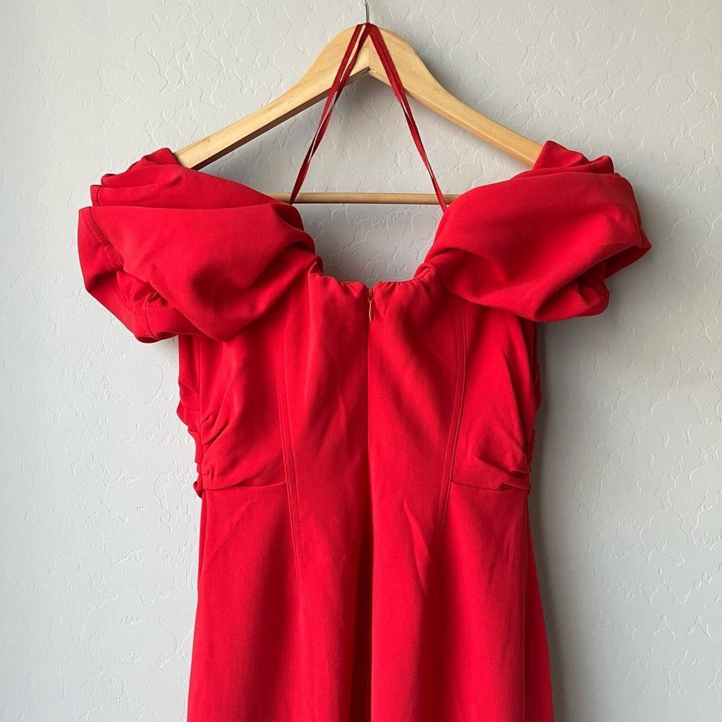 A.L.C. NEW ALC Dress Off Shoulder Red Nora Midi Dress Size 2 Size XS / US 0-2 / IT 36-38 - 6 Thumbnail