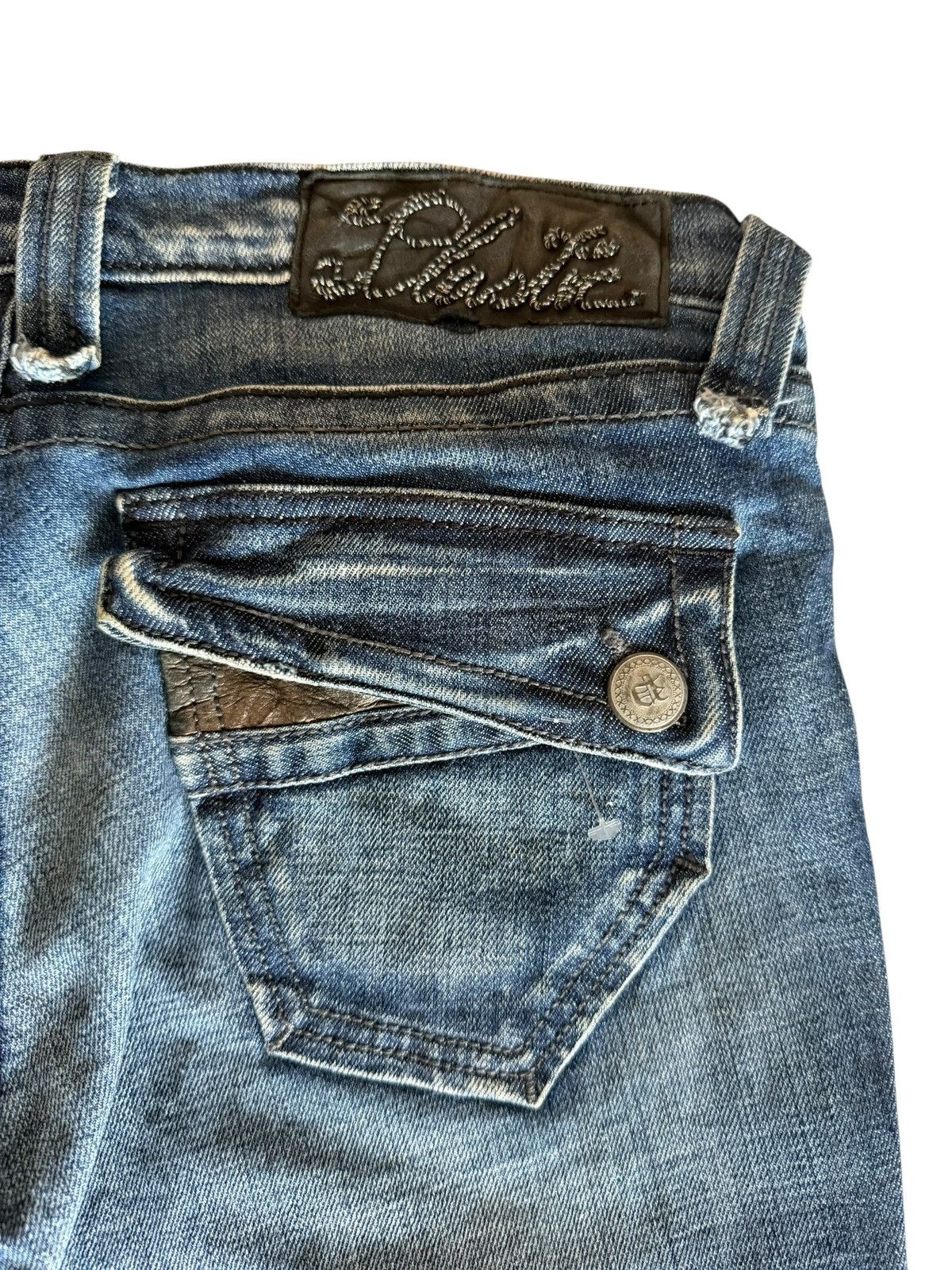 Tornado Mart Flared Jeans Plastic Boy Gly USA Made Nice Design Denim Size US 33 - 21 Thumbnail