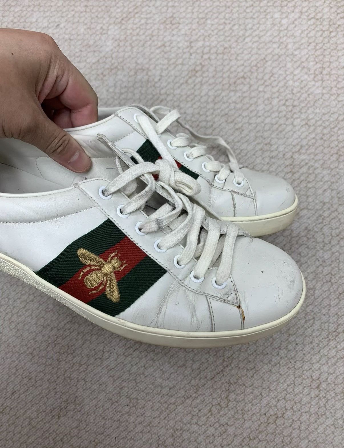 Gucci GUCCI Classic White Bee Sneakers Size US 7.5 / EU 40-41 - 4 Thumbnail