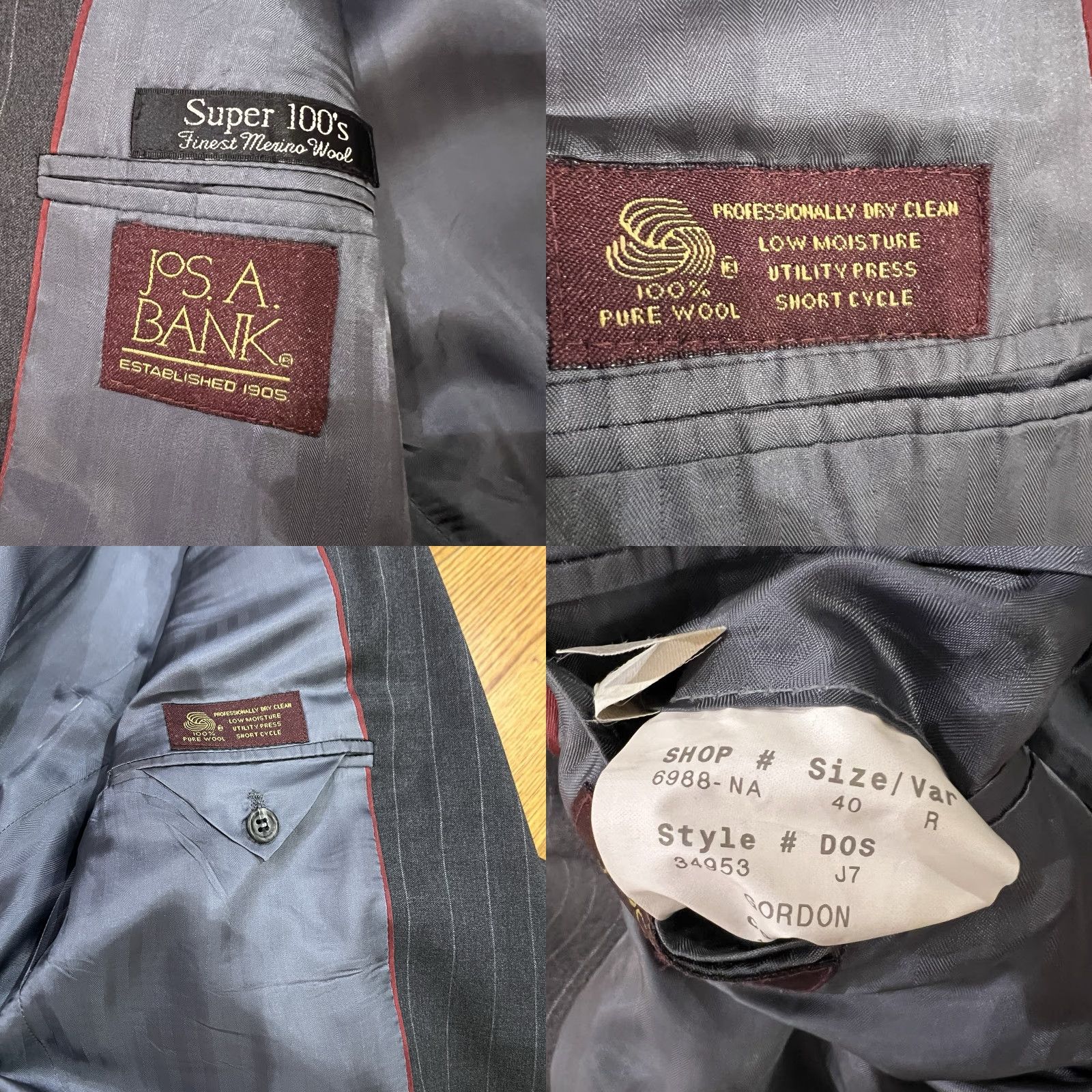 Jos. A. Bank Jos A Bank Blazer Mens 40R Gray Pinstripe 100% Wool Jacket Super 100’s Size 40R - 8 Thumbnail