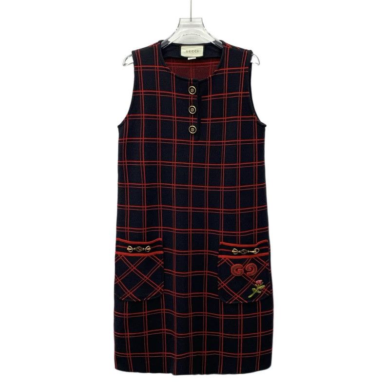 Gucci Gucci Color-blocked pocket horse buckle plaid wool round n Size S / US 4 / IT 40 - 1 Thumbnail