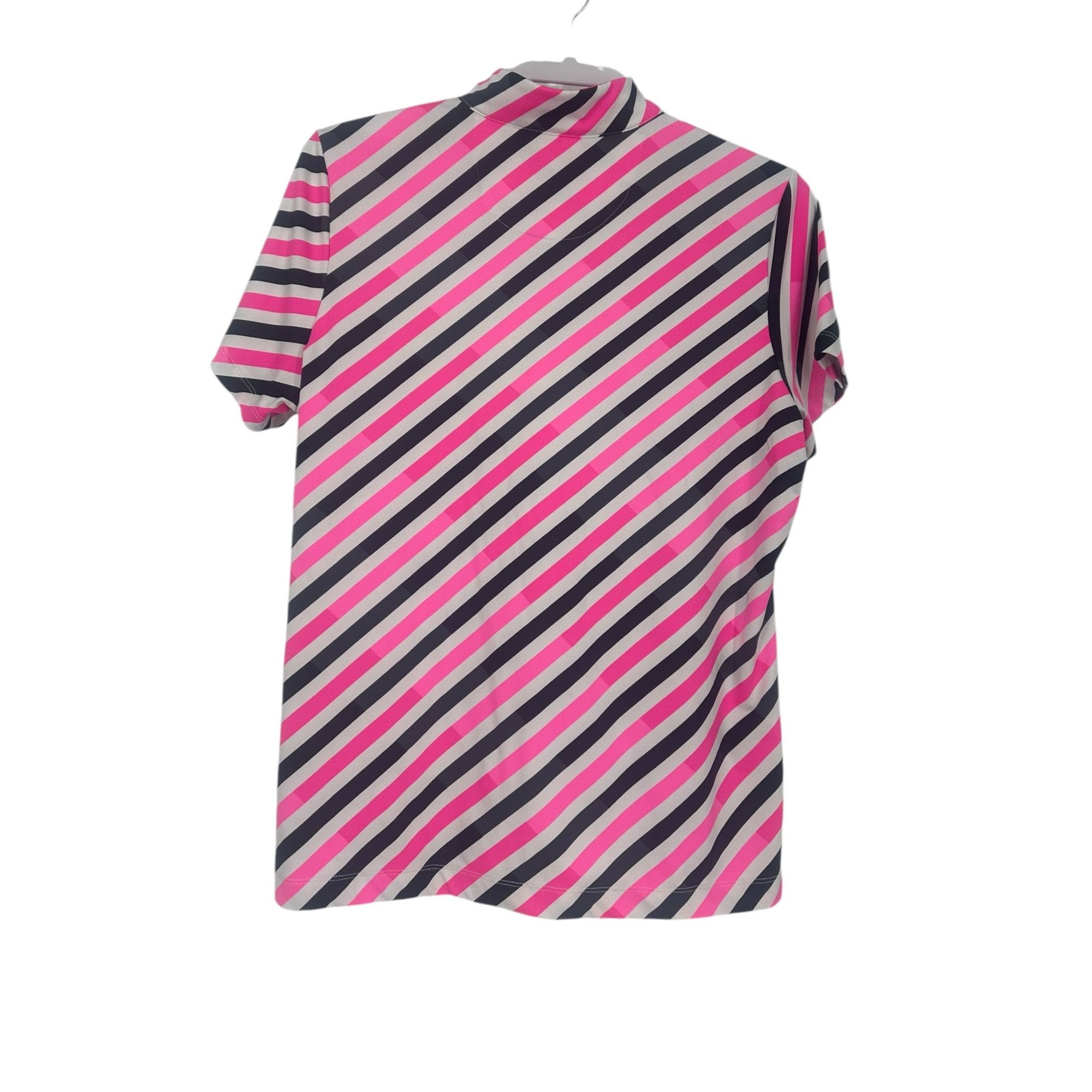 Other Tail Golf Top - Pink Black Striped Quarter Zip - Size L Size L / US 10 / IT 46 - 2 Thumbnail