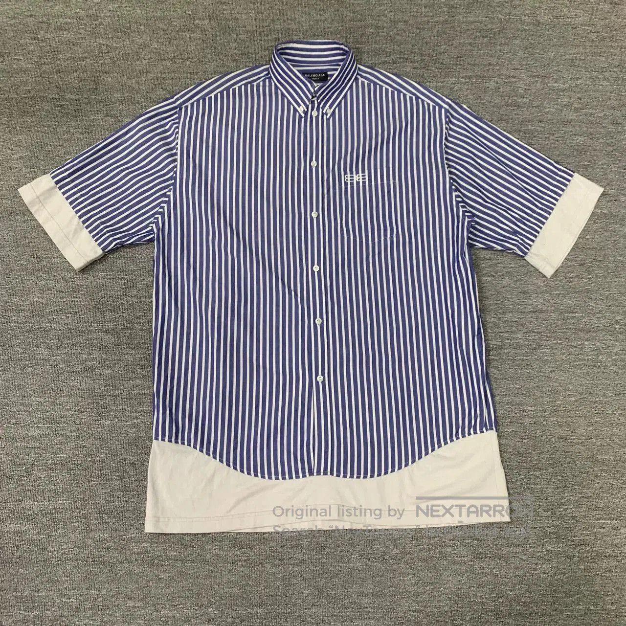 Balenciaga Balenciaga Blue Striped Lock Button Shirt. Size M / US 6-8 / IT 42-44 - 1 Thumbnail