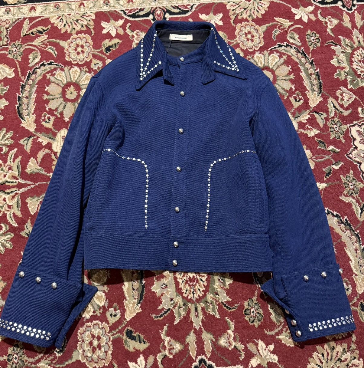 Wales Bonner Wales Bonner Navy Delta Studded Jacket Size US S / EU 44-46 / 1 - 1 Thumbnail