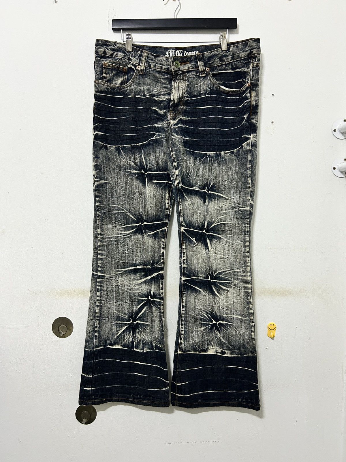 If Six Was Nine Vintage Japanese Flare Jeans Sick Acid Wash Design Size US 36 / EU 52 - 2 Thumbnail