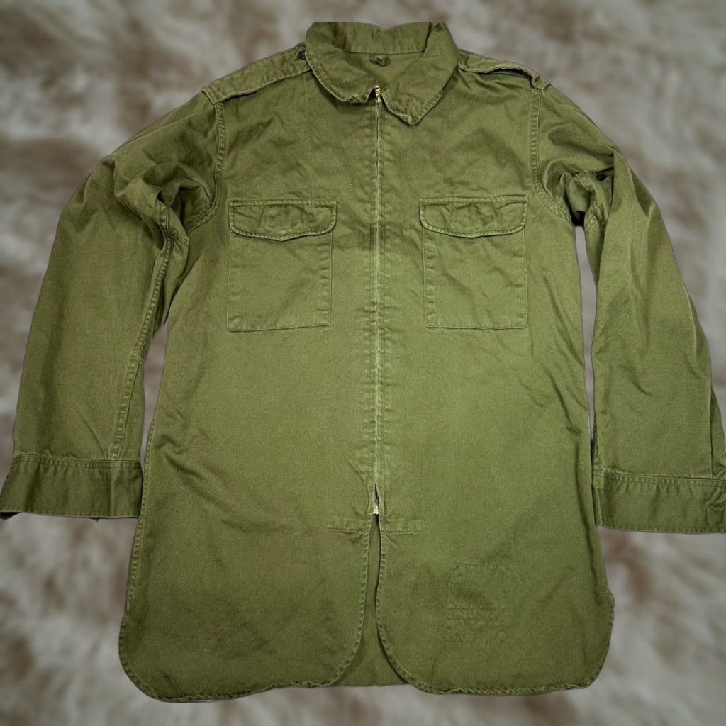 Vintage Womens Jacket Military Green Size M Long Sleeve Chest Pockets - Unbranded Cotton Zip Front Basic Jacket Womens M Green Size M / US 6-8 / IT 42-44 - 1 Thumbnail