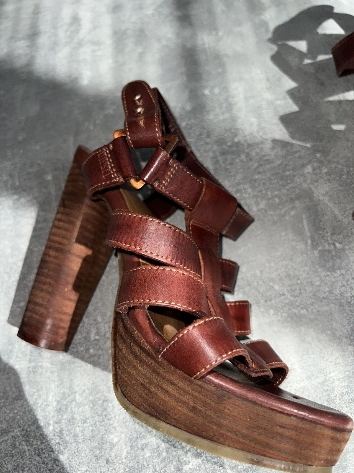 Diesel Diesel Platform Sandals – Vintage 00s Leather High Heels Size US 6 / IT 36 - 7 Thumbnail
