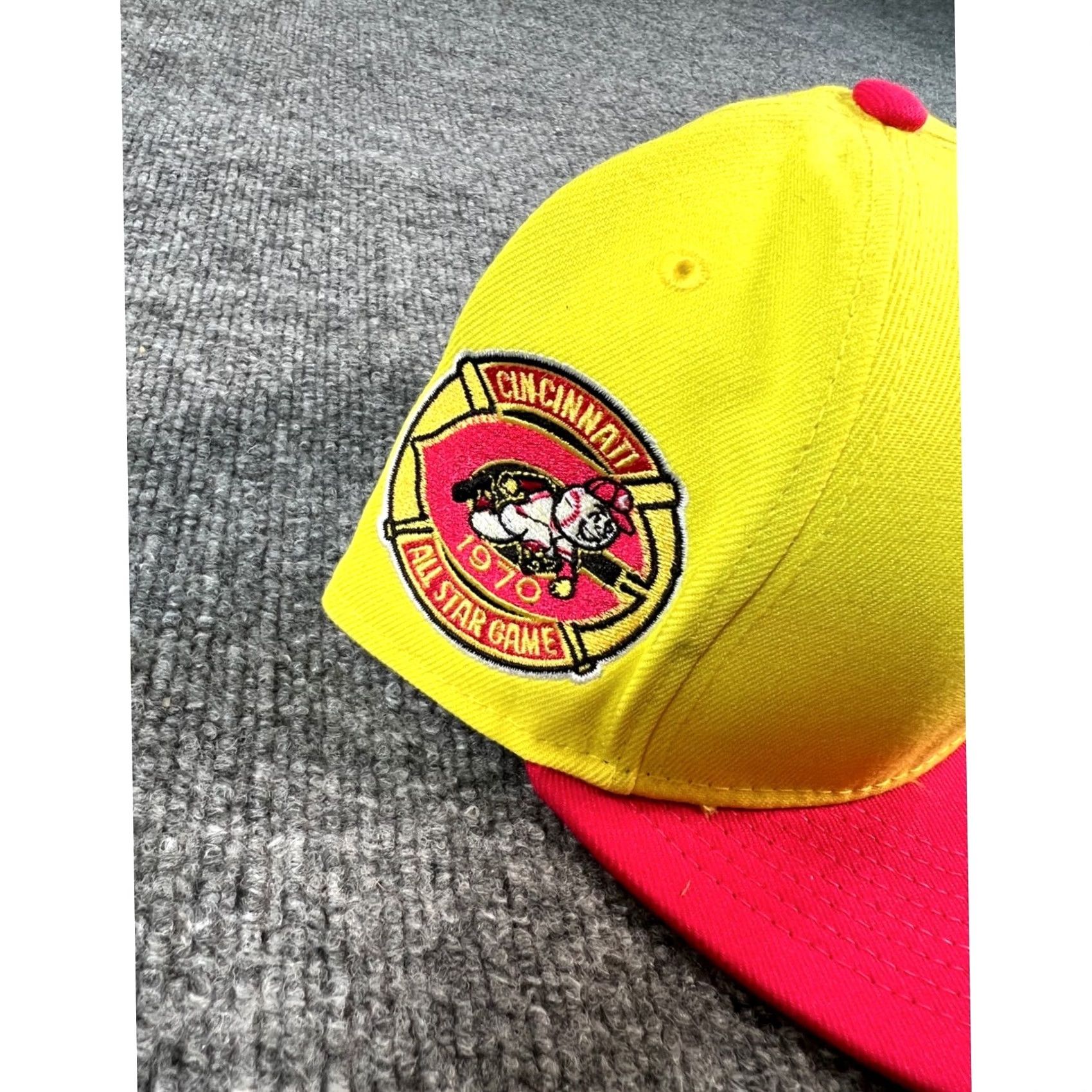 New Era New Era Cincinnati Reds Hat Men 7 1/2 Yellow Pink 1970 All Star Game Fitted Cap Size ONE SIZE - 2 Thumbnail