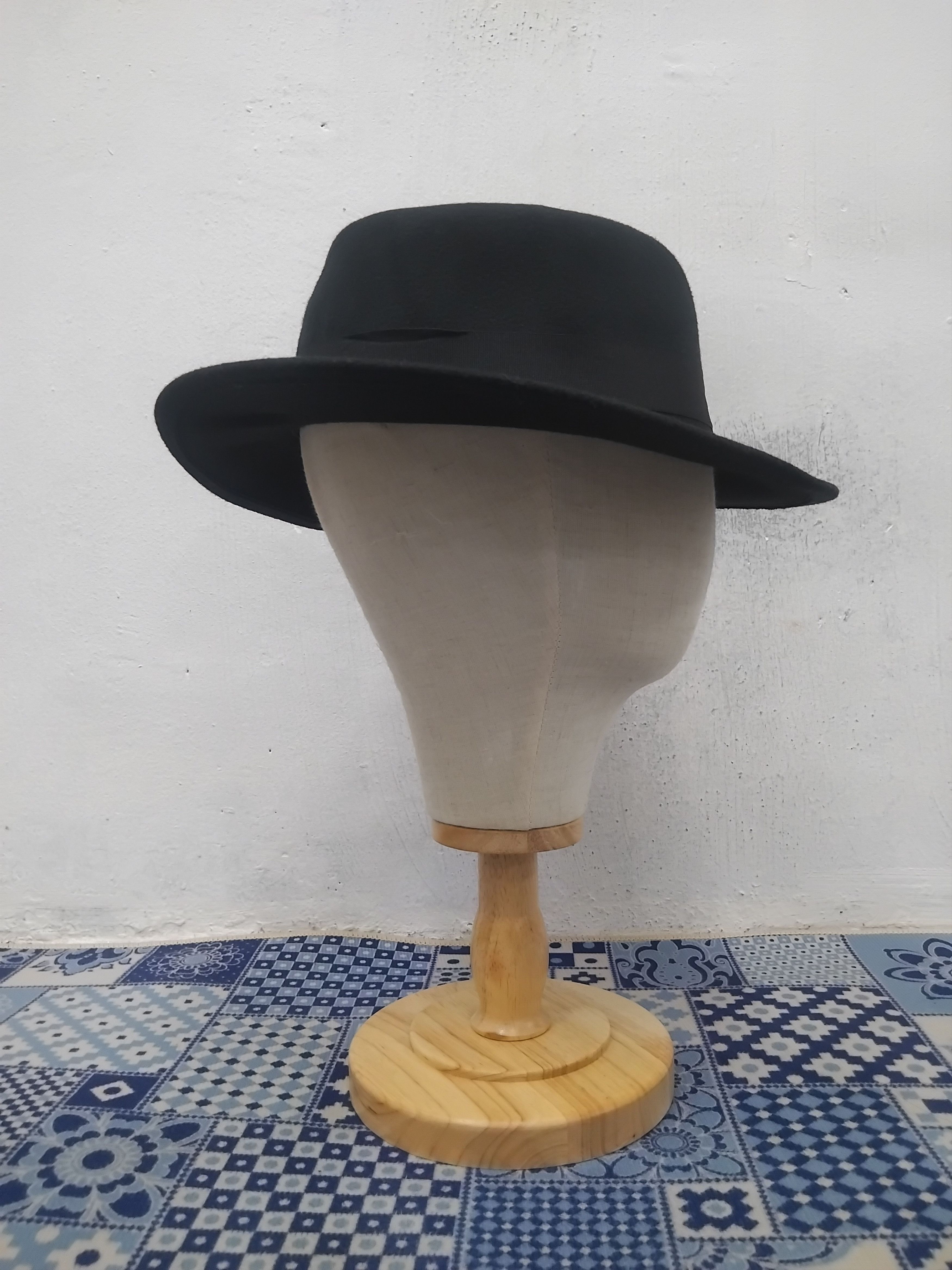 Japanese Brand Unnamed Chicanos style black colour fedora hat Size 38 - 4 Thumbnail
