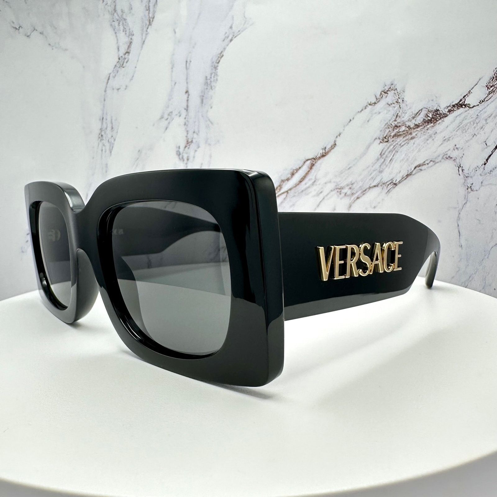 Versace New VERSACE Sunglasses Black Gold Metal Letter 3D Logo Size ONE SIZE - 11 Thumbnail