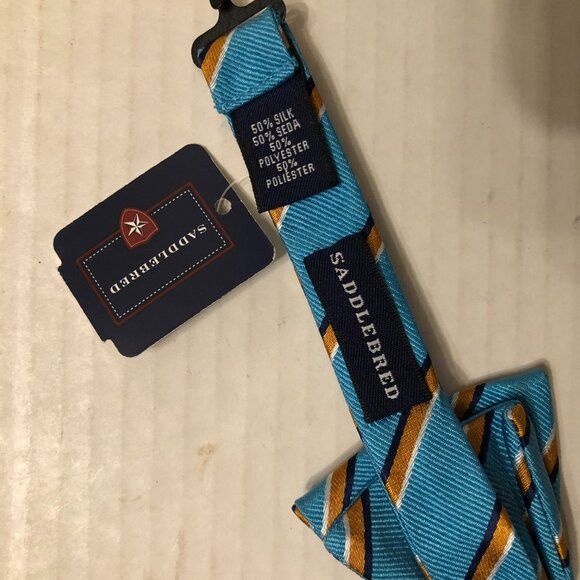 Saddlebred SADDLEBRED men's new turquoise 50%silk 50%polyester bow tie Size ONE SIZE - 2 Thumbnail