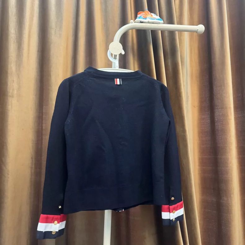 Thom Browne Thom Browne Cardigan with Striped Cuffs - dmc Size US M / EU 48-50 / 2 - 1 Thumbnail