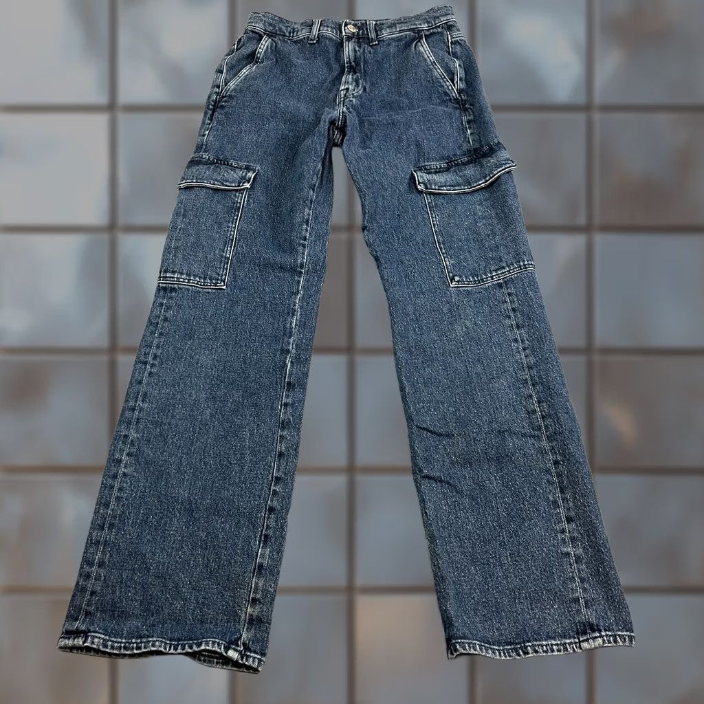 7 For All Mankind 7 For All Mankind Womens Cargo Jeans Relaxed Straight 27 32 UK 8 Dark Wash Blue Jeans Size 30" / US 8 / IT 44 - 1 Thumbnail