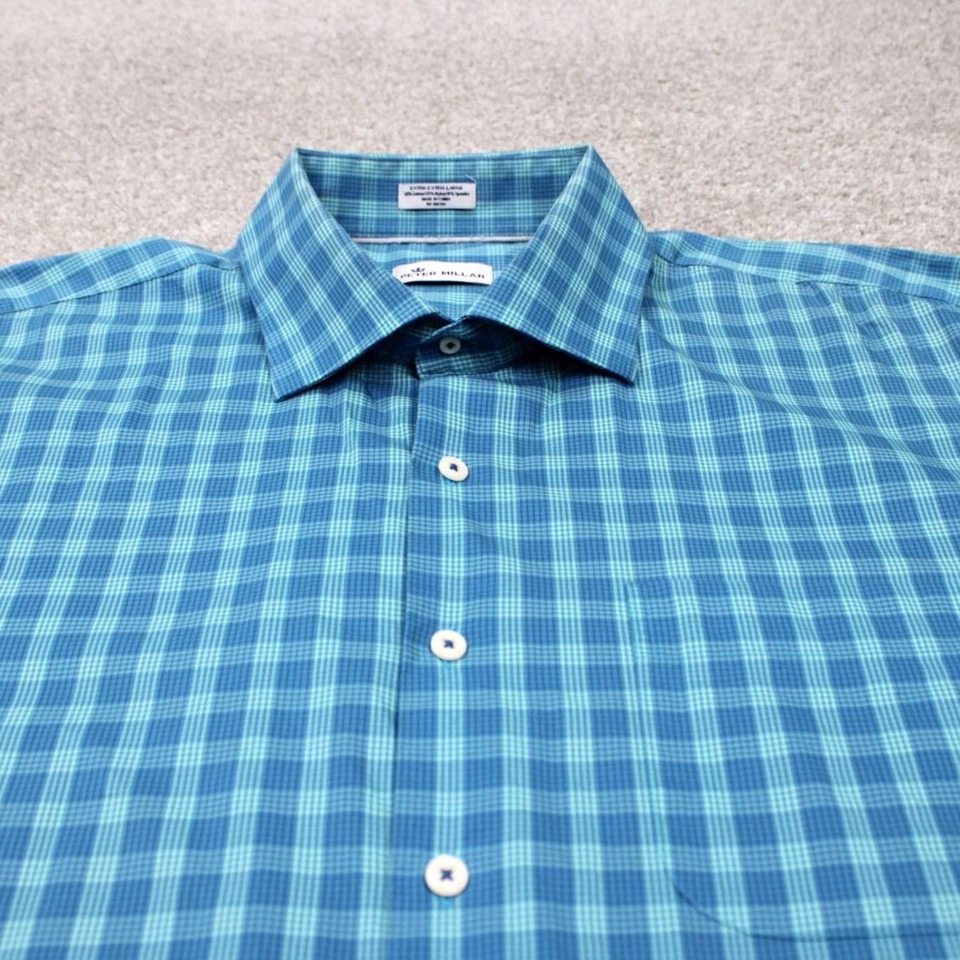 Peter Millar Peter Millar Crown Shirt Mens 2XL Blue/Green Cotton/Nylon Stretch L/S Button-Up Plaid Casual Formal Workwear Sports 2XL Mens Shirt Size US XXL / EU 58 / 5 - 5 Thumbnail