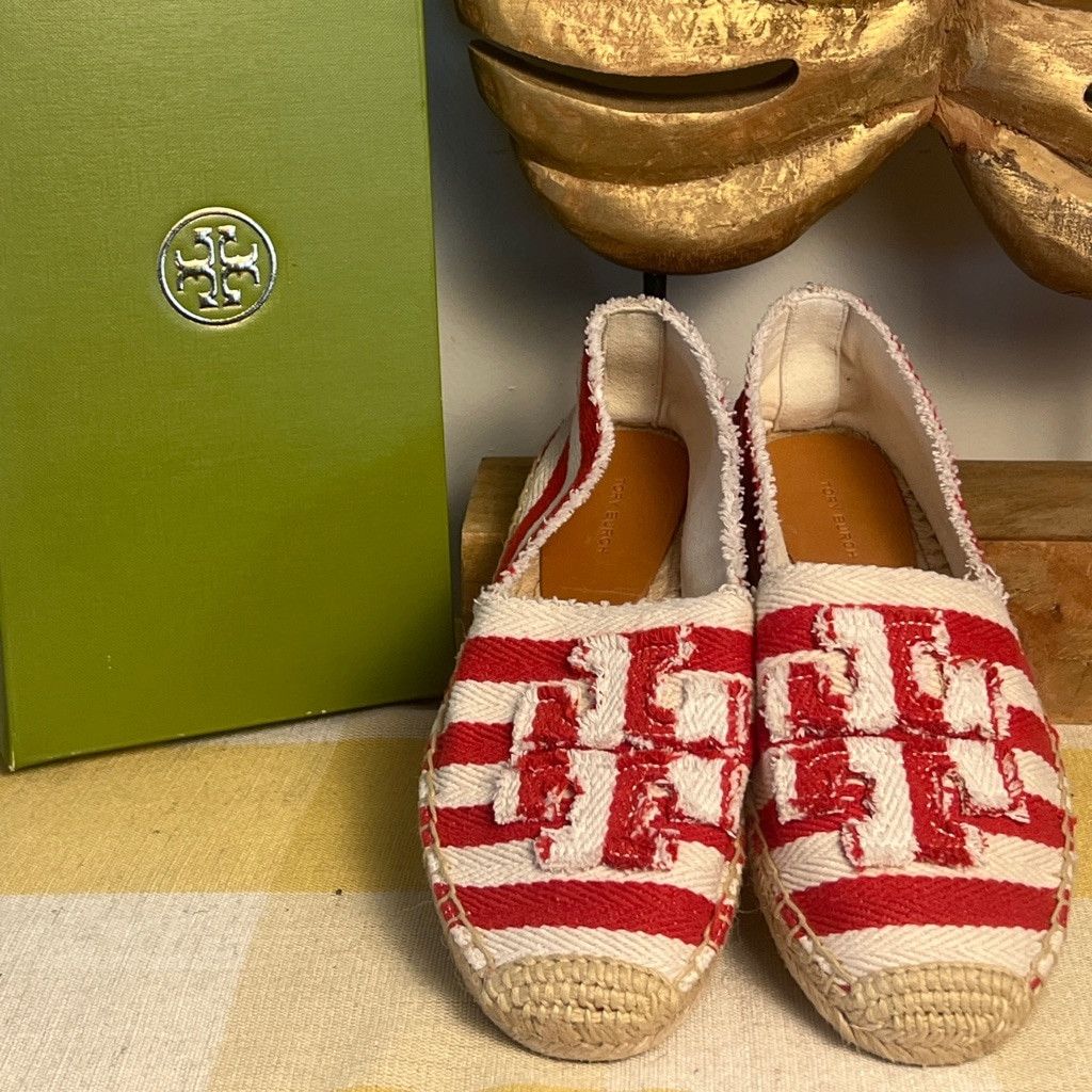 Tory Burch frayed striped canvas aline dinem Size US 8 / IT 38 - 4 Thumbnail