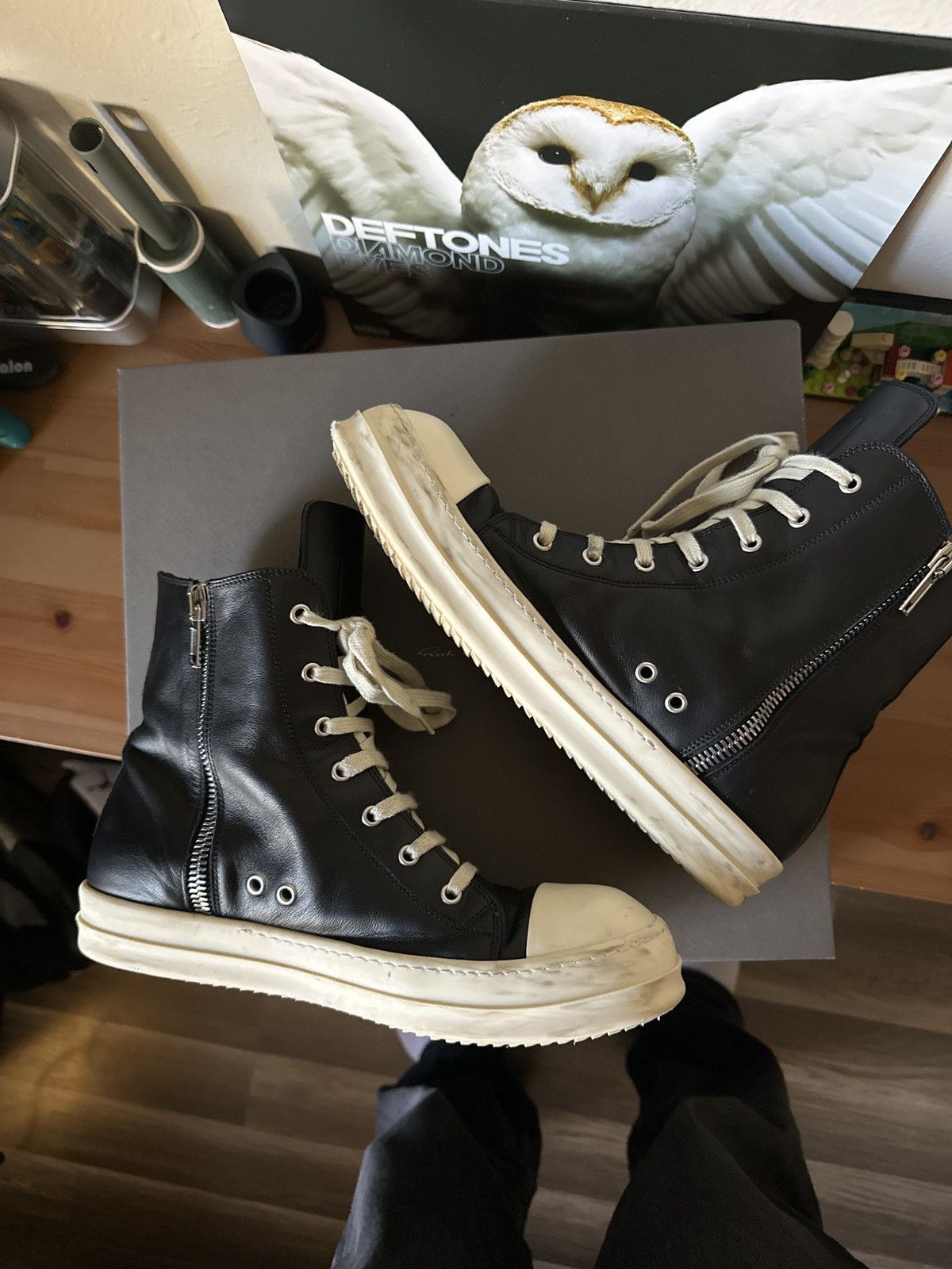 Rick Owens Drkshdw Rick Owens Hightop Leather Drkshadow Hollywood Sneakers Size US 10.5 / EU 43-44 - 1 Thumbnail