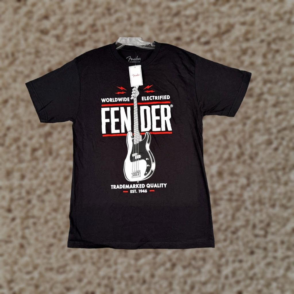 Fender Fender Shirt Men M Black Cotton Jersey Short Sleeve Crew Neck T-Shirt Music Rock California All Seasons Mens Size US M / EU 48-50 / 2 - 1 Thumbnail