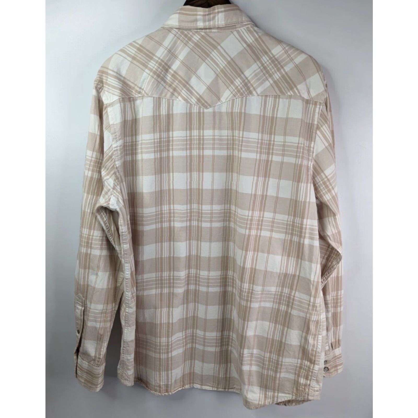 Old Navy Old Navy Button-Up Western Plaid Shirt XL Men Long Sleeve Snap Beige Cotton Size US XL / EU 56 / 4 - 3 Thumbnail
