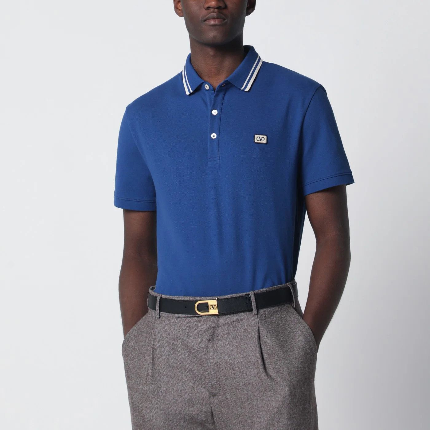 Valentino o1d2blof0326 VLogo Patch Polo Shirt in Blue Size US XL / EU 56 / 4 - 4 Thumbnail