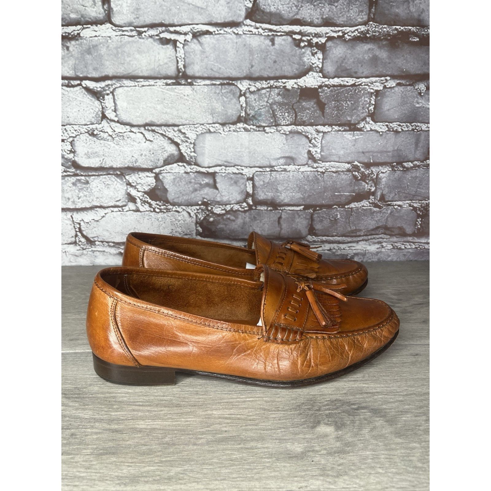 Hanover Hanover Brown Leather Kiltie Tassel VTG Loafers Dress Shoes Size US 10.5 / EU 43-44 - 4 Thumbnail