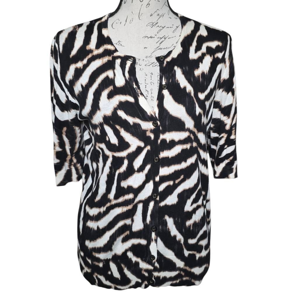 Ann Taylor Ann Taylor Women's Size Med Black White Tan Animal Print Elb Size M / US 6-8 / IT 42-44 - 1 Thumbnail