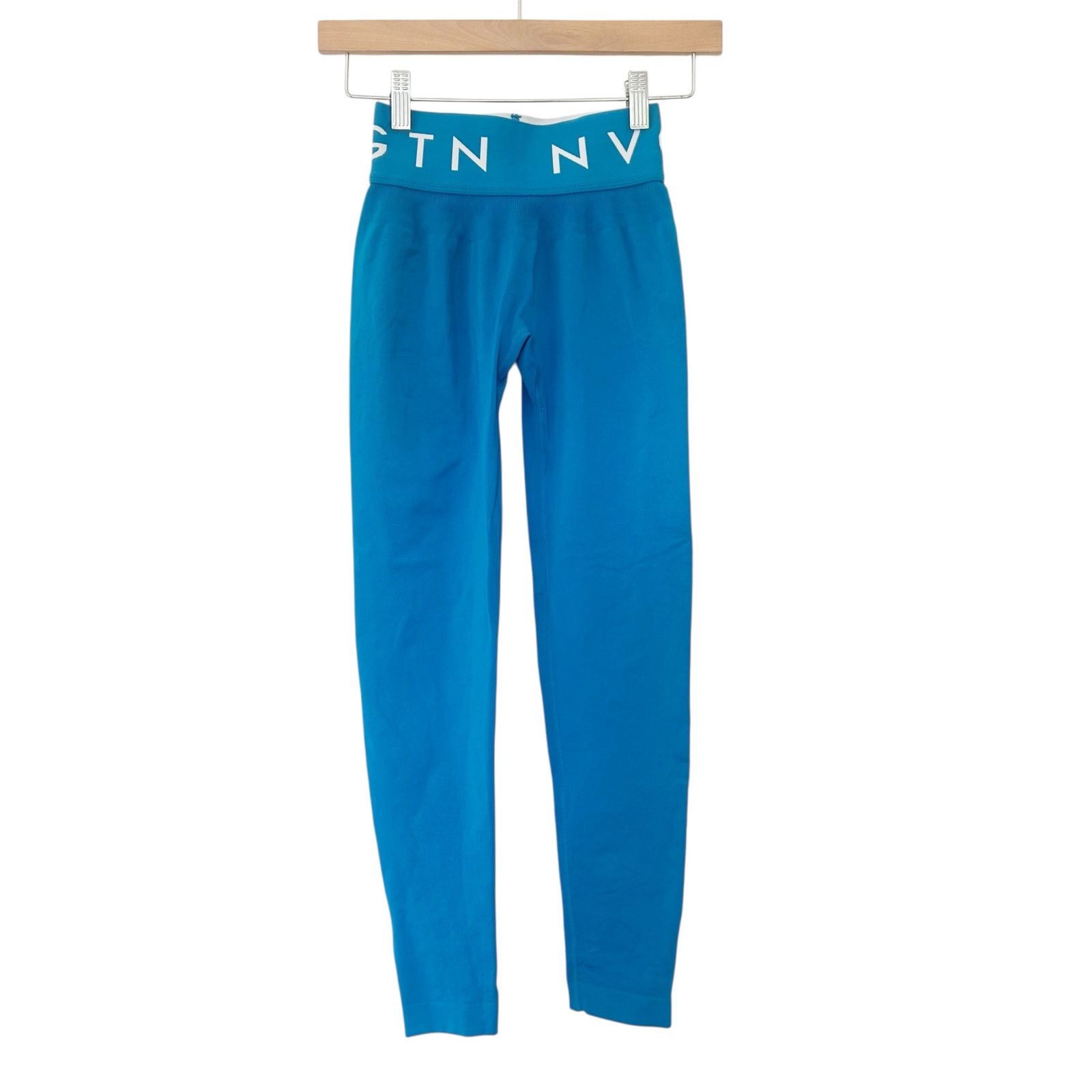 Other NVGTN Teal Seamless Leggings Spell Out Band Sz S Size 27" / US 4 / IT 40 - 1 Thumbnail
