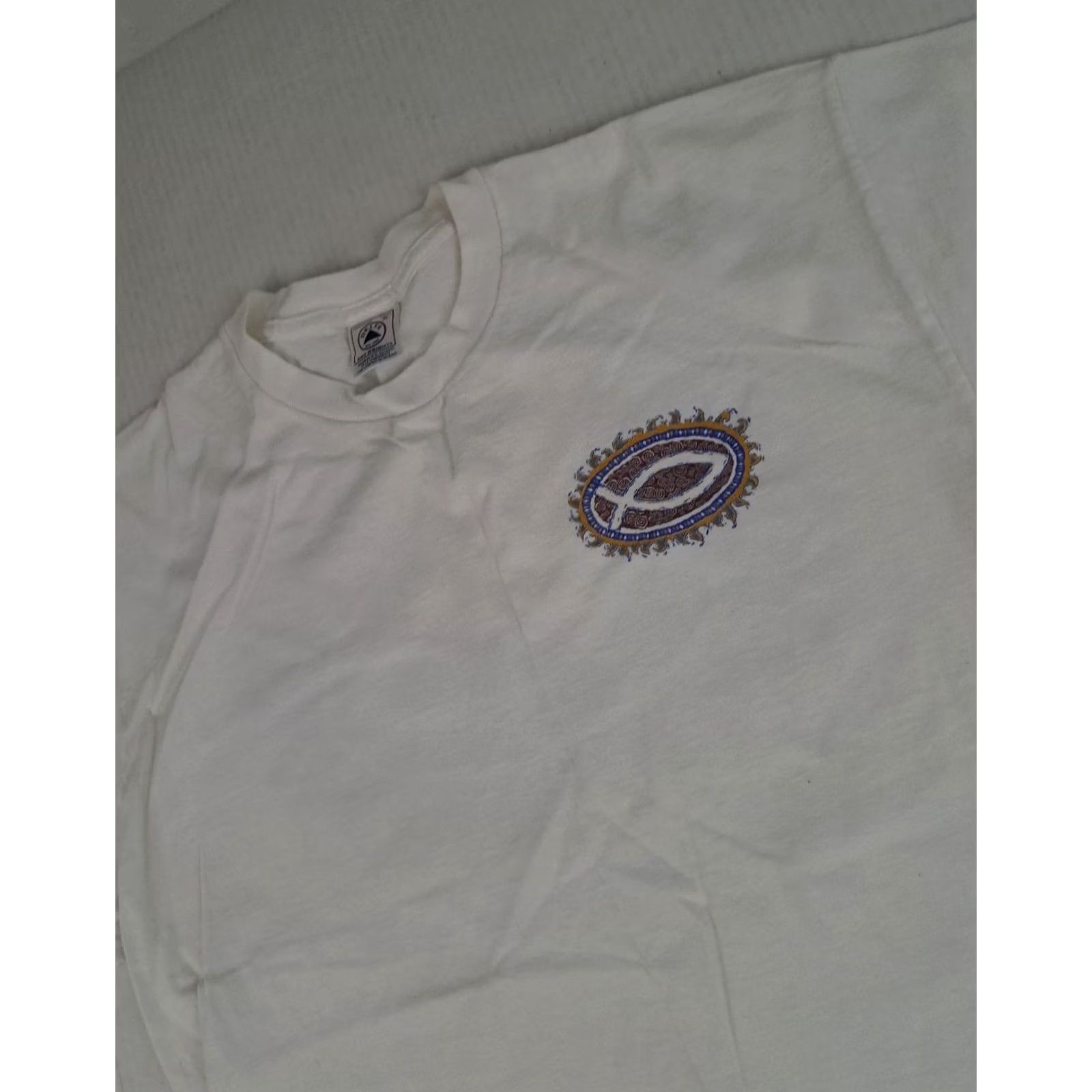 Delta VINTAGE Delta Pro Weight T-Shirt White 90s Love God Graphic Print Unisex Adults XL Short Sleeve Crew Neck Mens Womens Size US XL / EU 56 / 4 - 4 Thumbnail