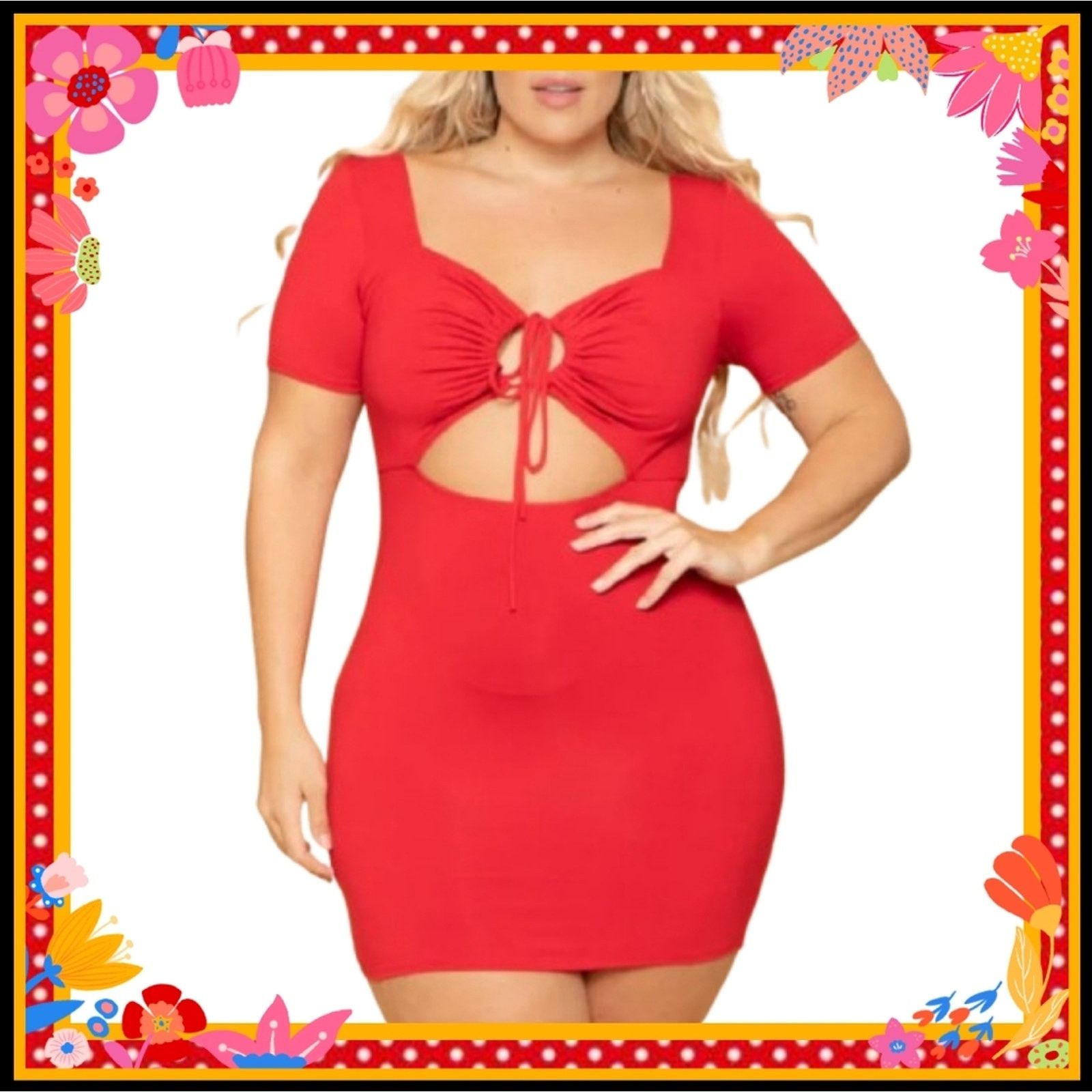 Other CURVYSENSE ☆ KYRA ☆ RED ☆ DRAWSTRING MINI DRESS ☆ 3x ☆ NWT Size 3XL / US 20-22 - 1 Thumbnail
