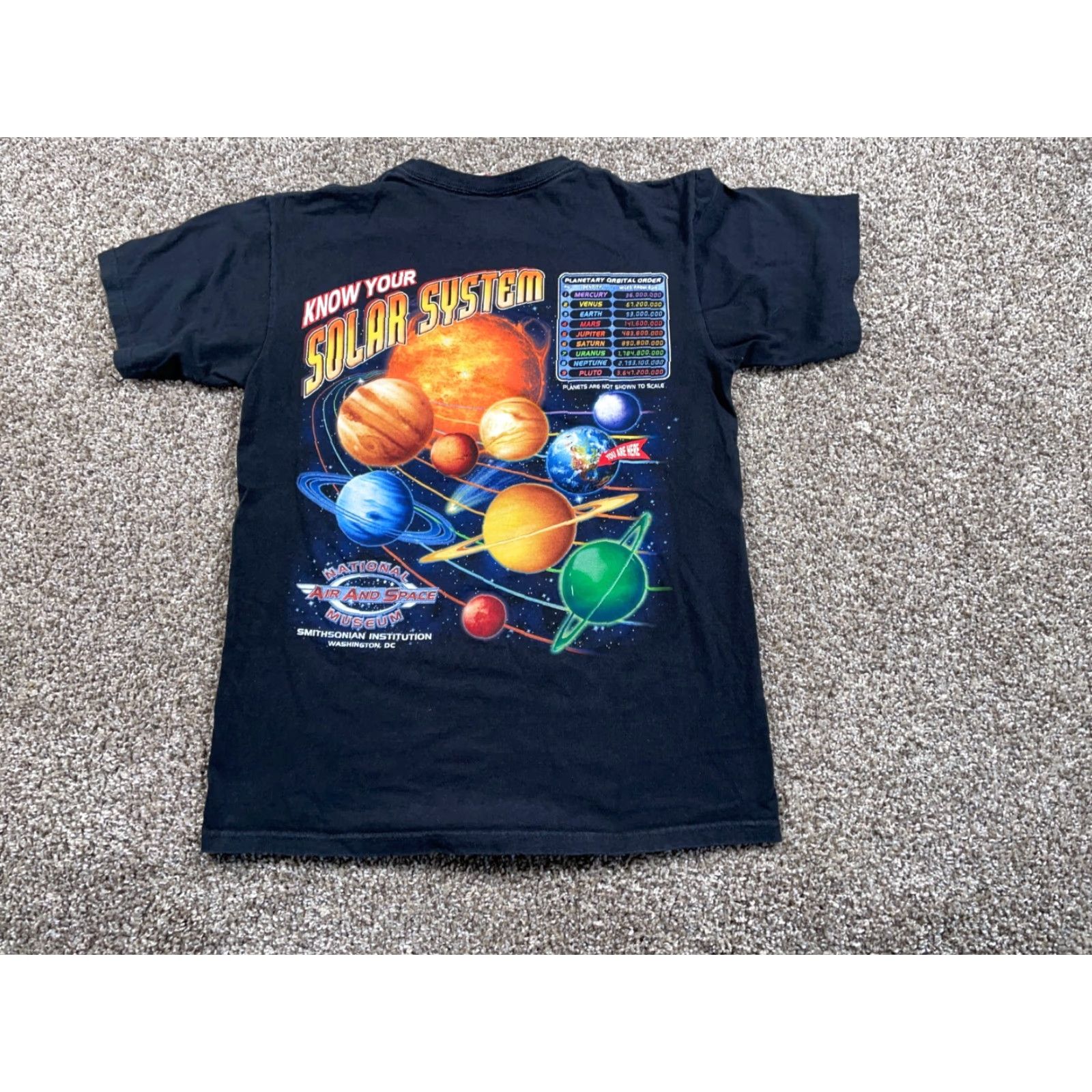 Vintage VINTAGE Smithsonian Institution Solar System T-Shirt Mens Medium Black Cotton Short Sleeve Crew Neck 100% Cotton Space 90s/Space Theme Size US M / EU 48-50 / 2 - 2 Thumbnail