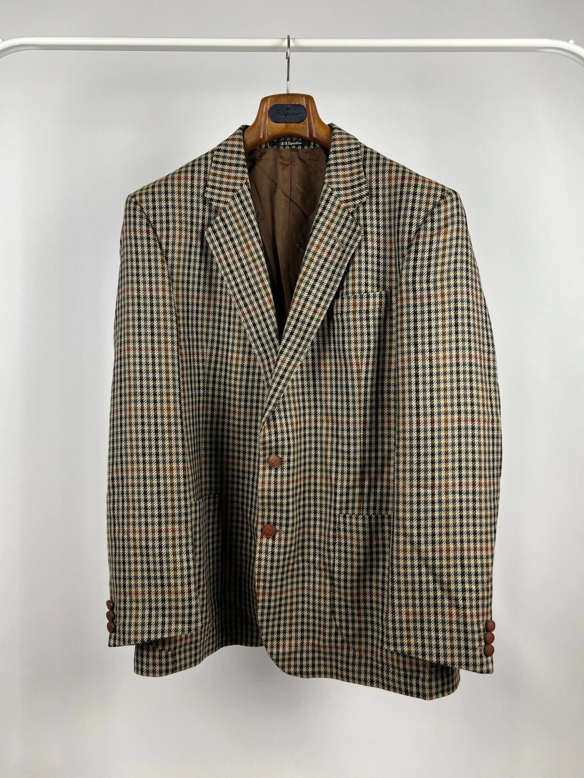 DAKS Daks London Signature Check Multicolor Tweed Blazer Jacket Size 44L - 4 Thumbnail