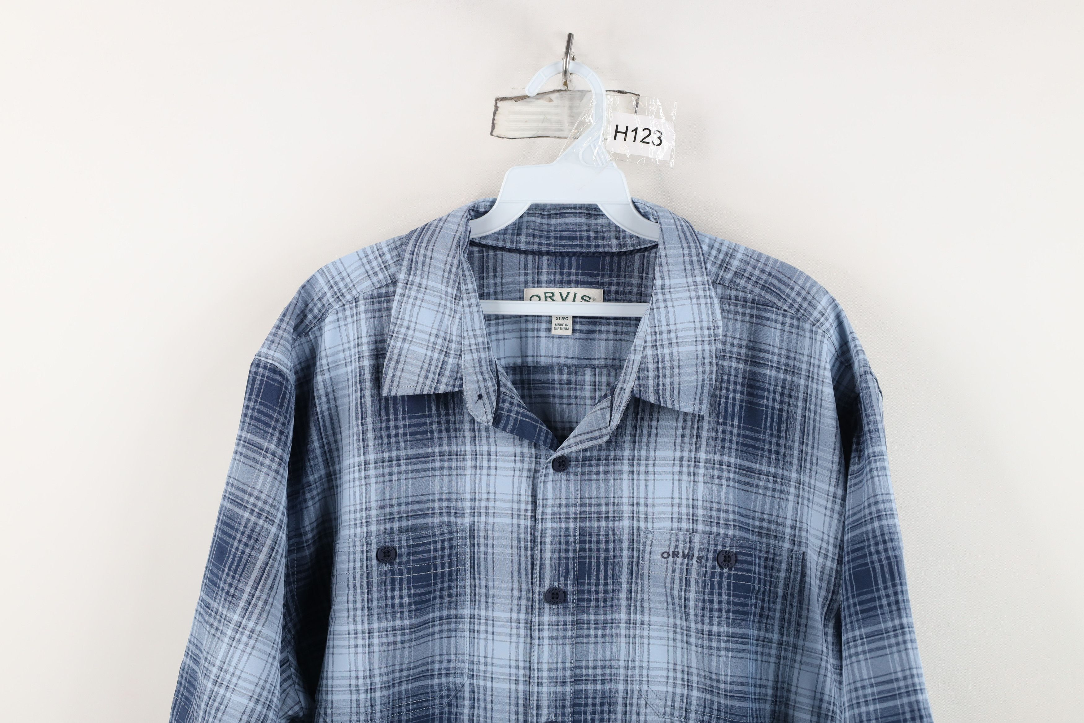 Orvis Y2K Orvis Knit Short Sleeve Collared Button Shirt Blue Plaid Size US XL / EU 56 / 4 - 2 Thumbnail