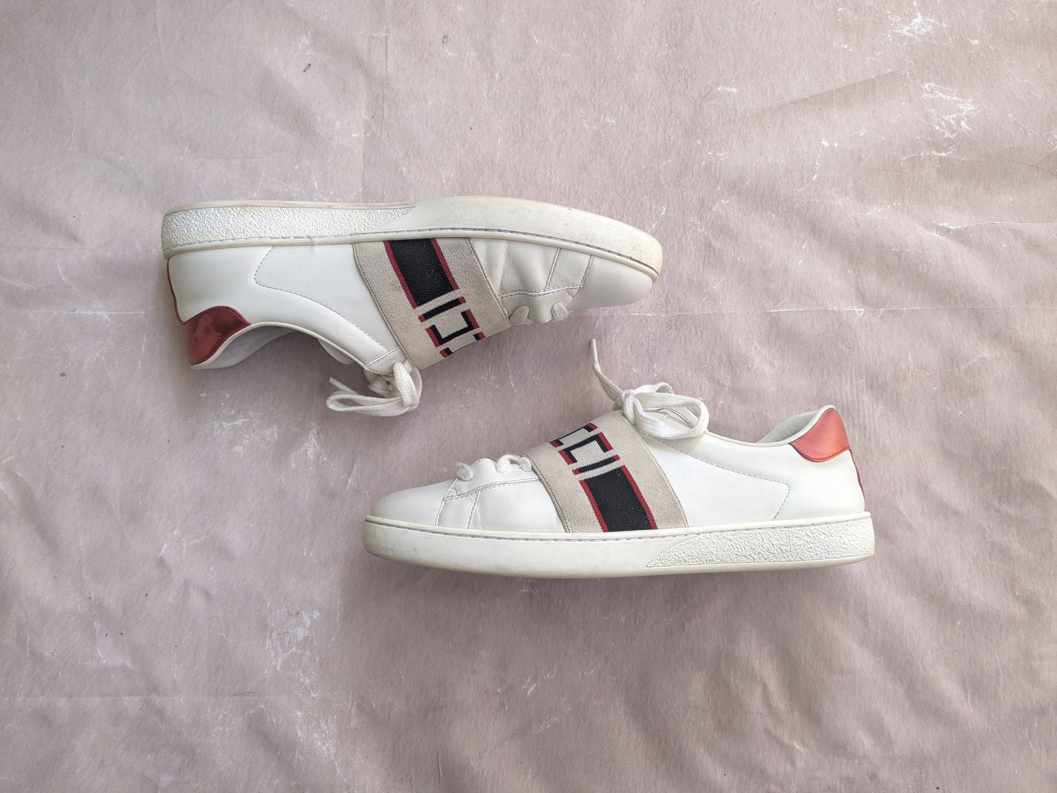 Gucci Gucci Ace Stripe Sneakers 8.5 White Leather Low Logo Size US 8.5 / EU 41-42 - 1 Thumbnail