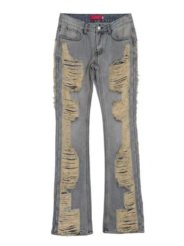 VIBE Retro distressed ripped micro-flare jeans Size US 32 / EU 48 - 1 Thumbnail
